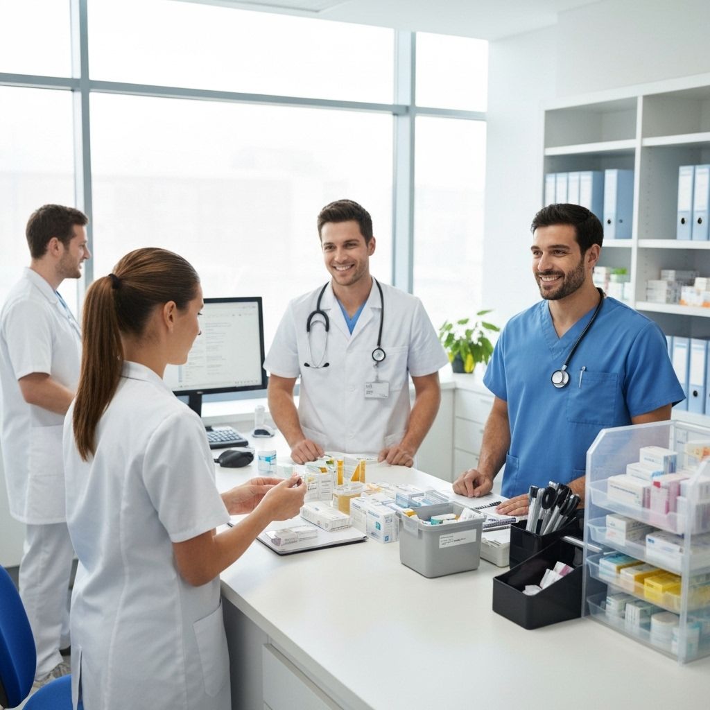 Professional pharmacy dispensing workflow in medical office